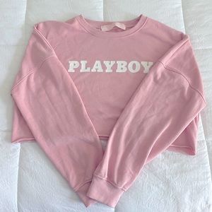 PLAYBOY x Missguided pink cropped sweater